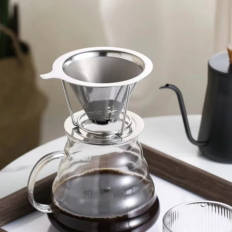 Barista Grade Double Layer Coffee Filter Holder, Resible Stainless Steel Strainer for Tea & Coffee, 3 Sizes