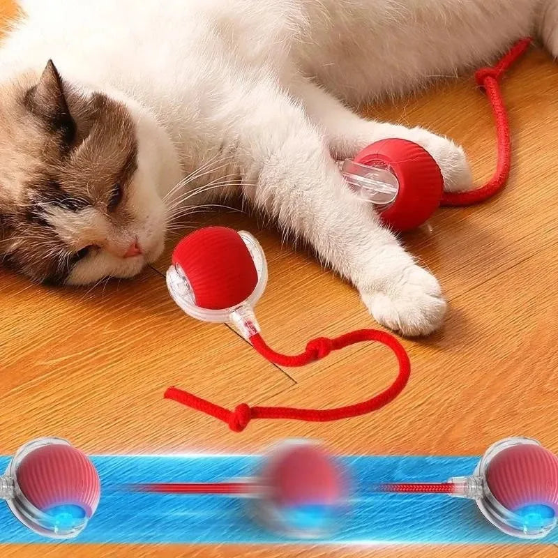 Brinquedo Interativo para Gatos Bola que Rola Sozinha com Cauda Falsa Recarregável e Seguro