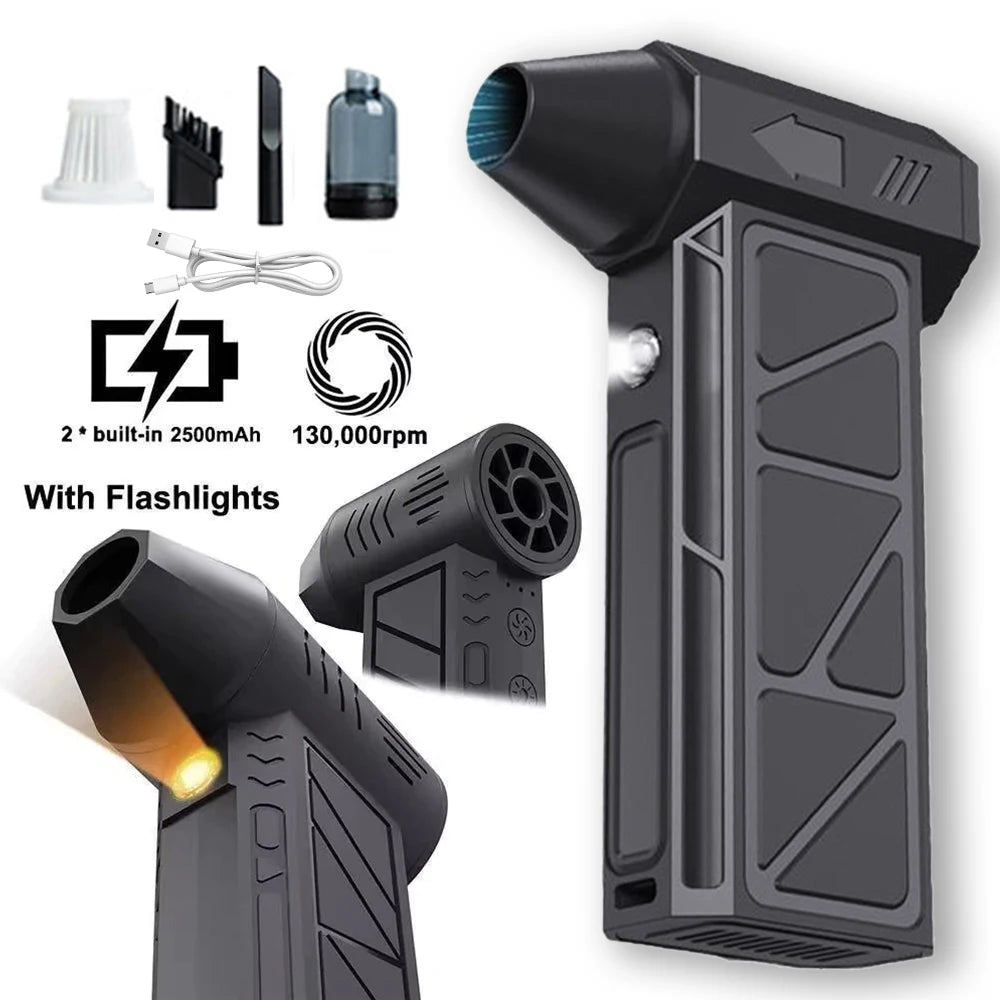 Soprador Mini Turbo Jet Portátil, Recarregável USB Alto Desempenho para Limpeza de Pó, Churrasco e Equipamentos