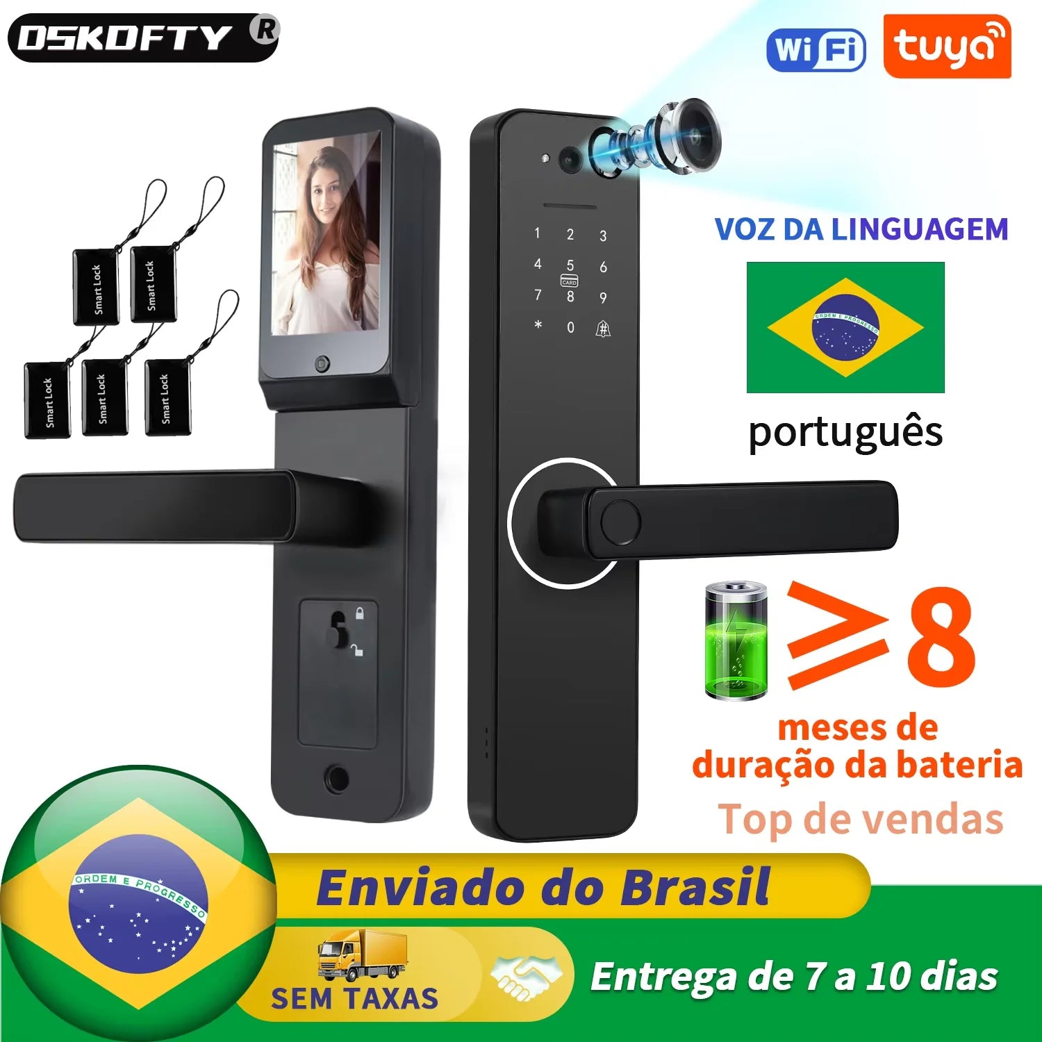 Do Brazil fechadura eletrônica digital com câmera tuya smart home fechadura porta inteligente fechadura eletrônica tuya wifi