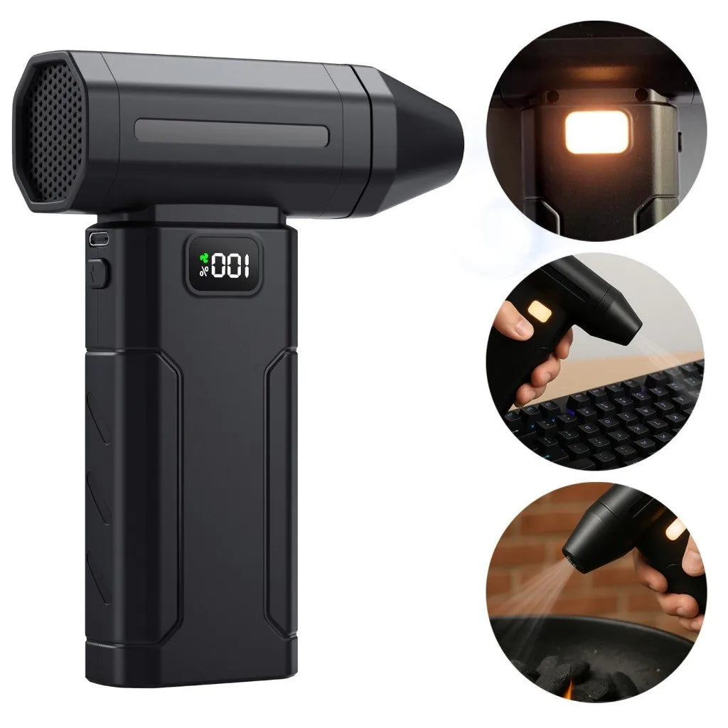 Soprador Mini Turbo Jet Portátil, Recarregável USB Alto Desempenho para Limpeza de Pó, Churrasco e Equipamentos