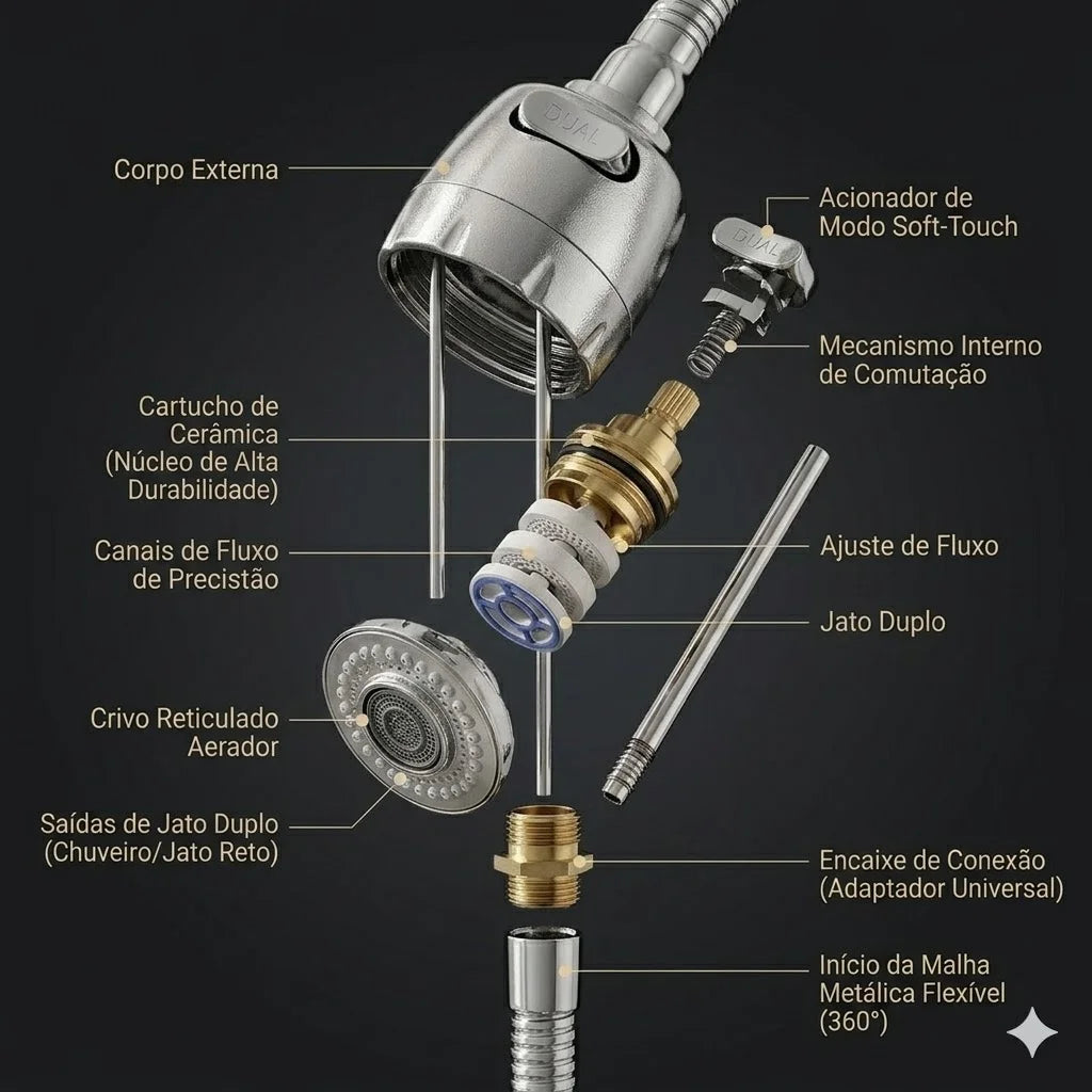 torneira cozinha parede preta flexível Duplo Jato Cone 1/4 de Volta