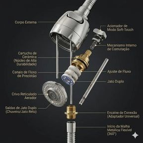 torneira cozinha parede preta flexível Duplo Jato Cone 1/4 de Volta