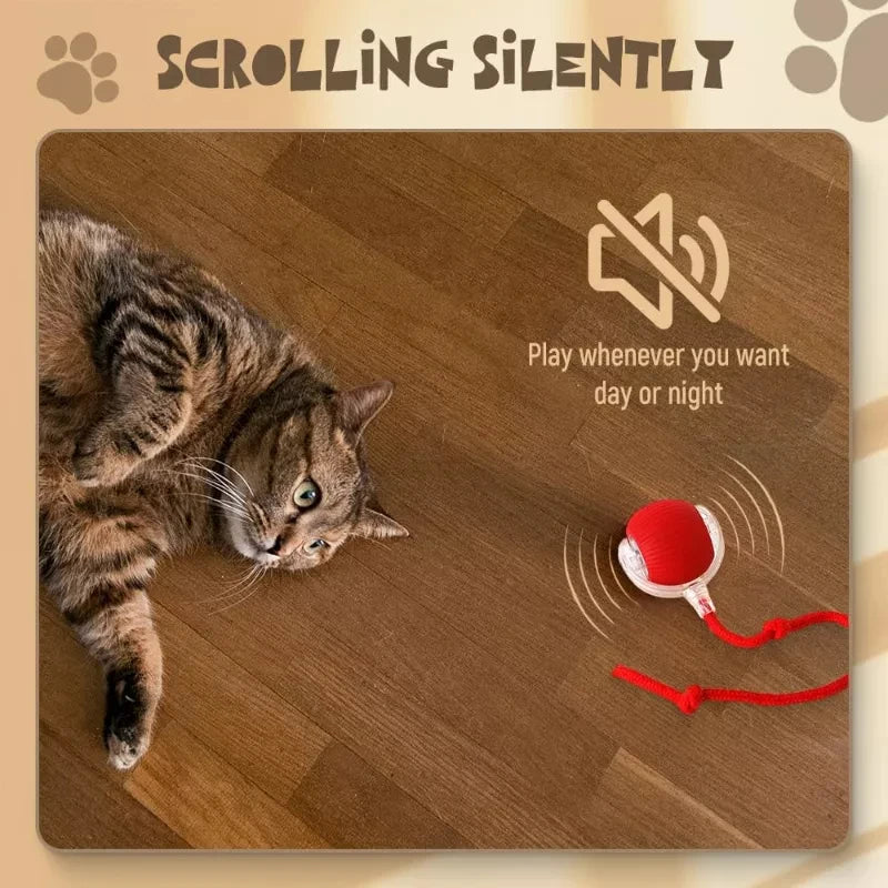 Brinquedo Interativo para Gatos Bola que Rola Sozinha com Cauda Falsa Recarregável e Seguro